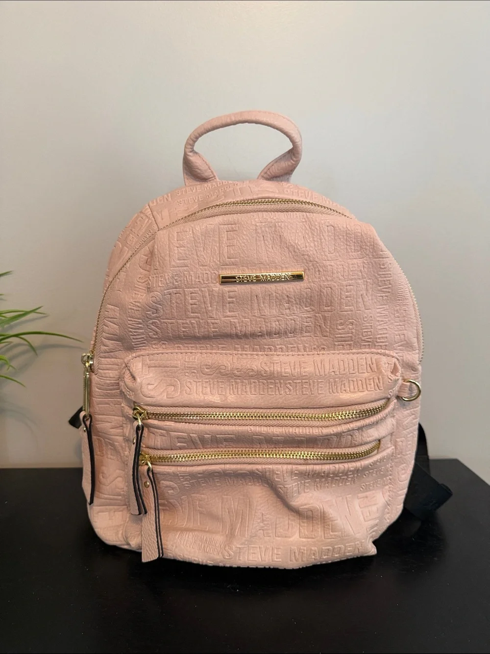 Steve Madden Blush Pink Mini Backpack with Gold Hardware